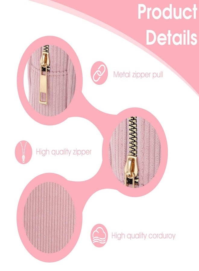 Bremorou Menstrual Bags For Teen Girls, Corduroy Sanitary Napkin Storage Bag Mini Makeup Pouch Portable Period Pouch With Zipper Sanitary Pads Bag Tampons Holder For Purse First Period Women（Pink） (Pink) - Image 3